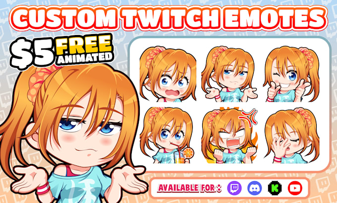 draw custom chibi emotes for twitch, discord, kick, youtube