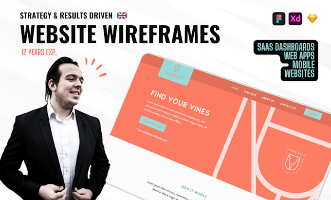 design UX UI wireframes for your app or website