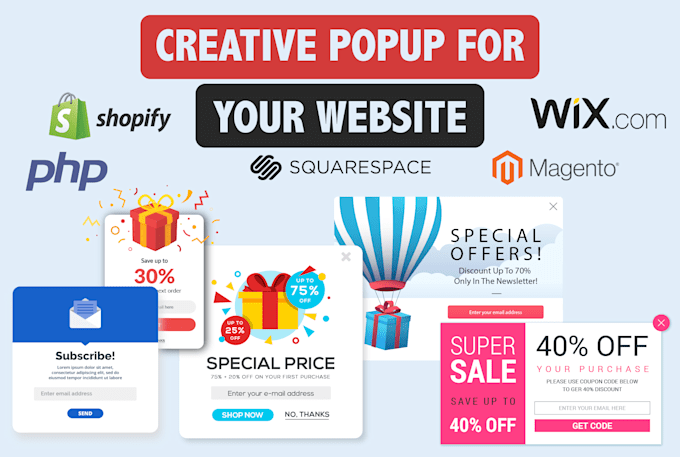 create a wonderful popup for your shopify, wix, squarespace website