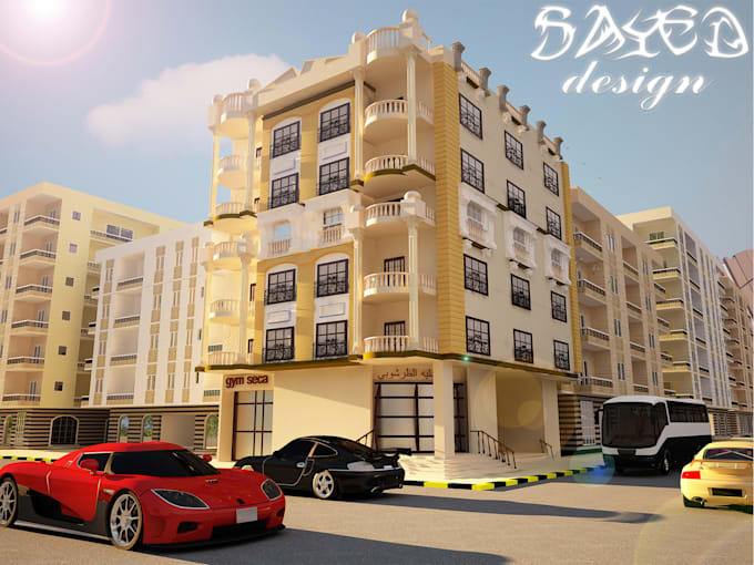 make architectural front view by 3d max