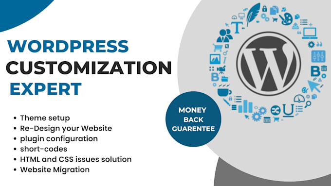 do website customization, install wordpress, and theme setup