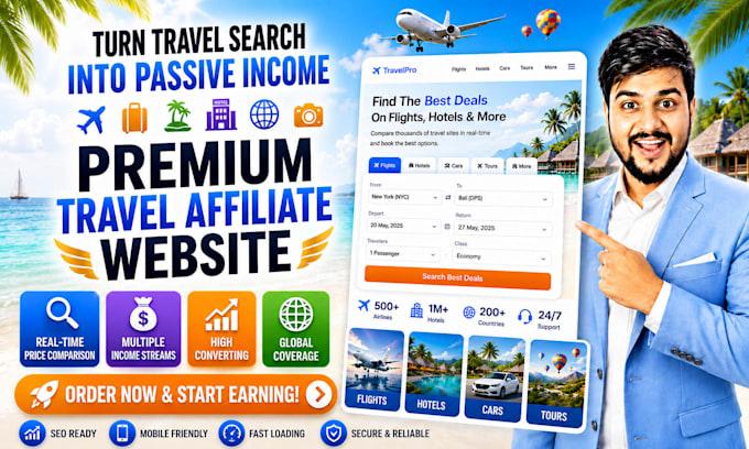 create a premium travel affiliate site, new on fiverr