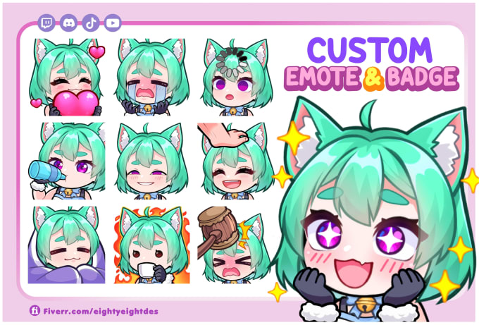 Custom Sub Badge Set Cute Bit Badges Twitch Emote Design 