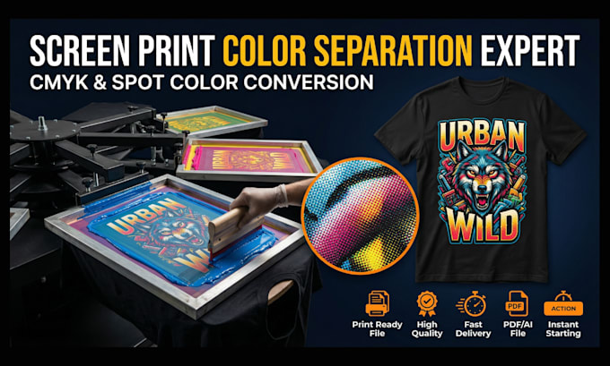 do halftone and spot color separation for screen print dtf dtg