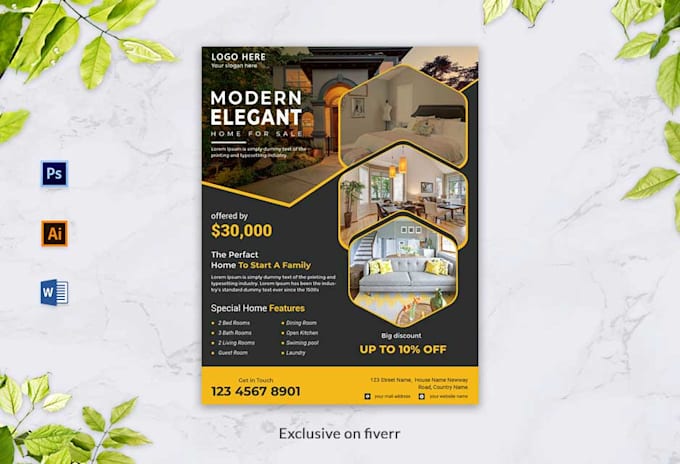 design professional real estate flyer, brochure and banner
