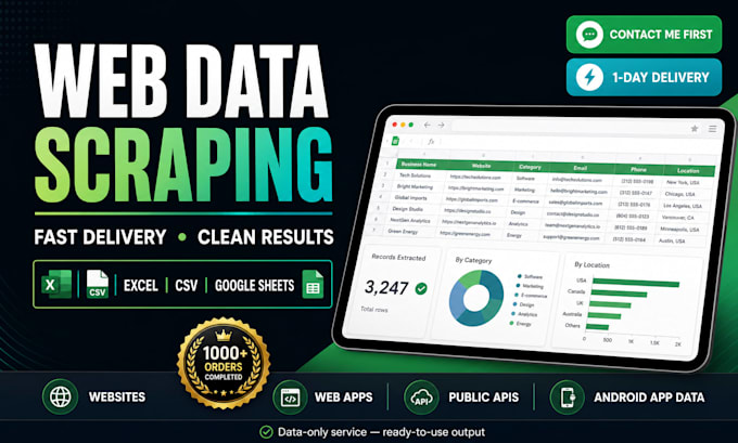 do data entry, data mining, and web scraping to excel