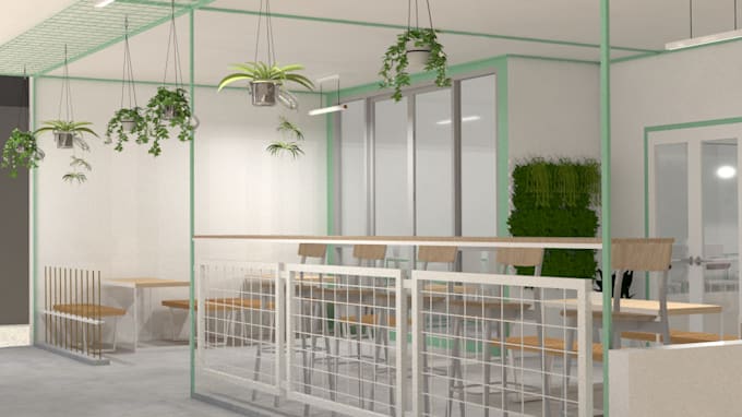 cafe interior design rendering