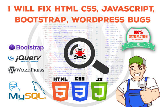Fix html, css, javascript, bootstrap, wordpress bugs by Tilok_wp | Fiverr