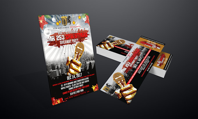 design flyer, matching ticket, poster, even ticket in 6hrs