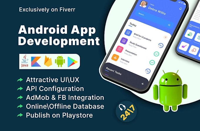 develop a professional android app using java or kotlin