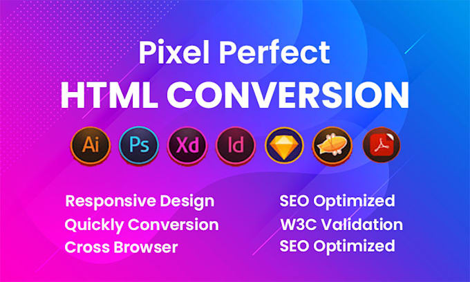 convert xd to html, figma to html, psd to html responsive bootstrap
