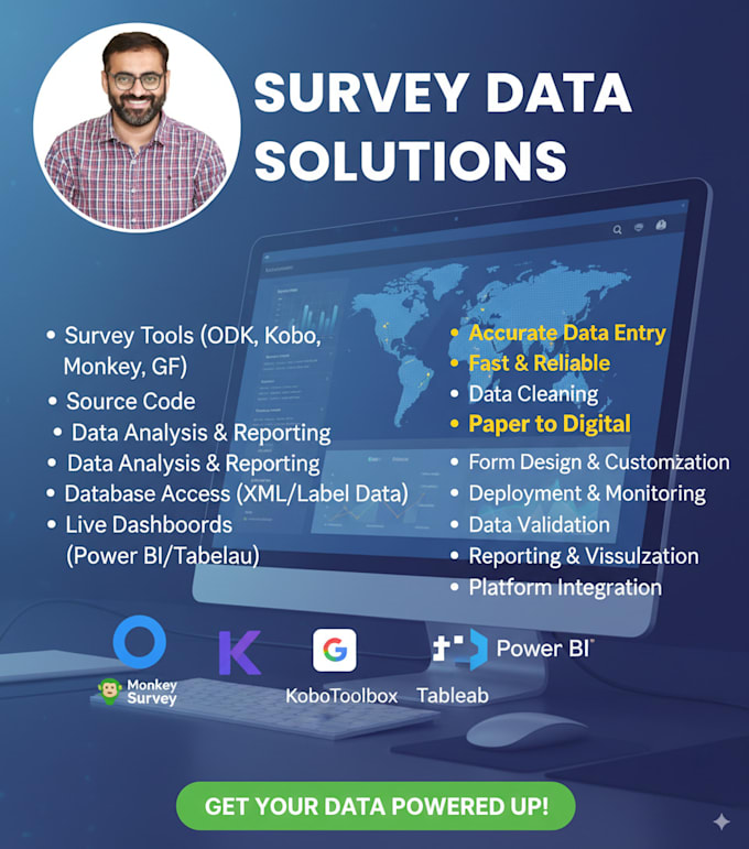 create online survey  any sort of tools using , odk, kobotoolbox,monkey survey,