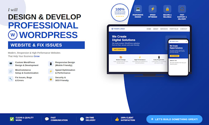 design and develop professional wordpress website and fix issues