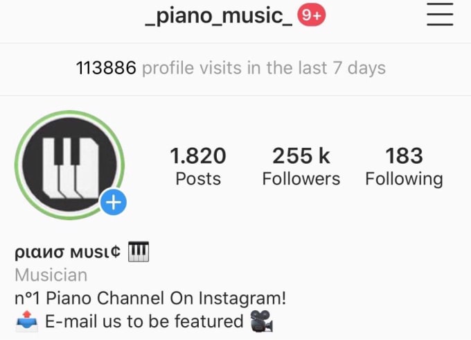 Hire a freelancer to give shoutout promotion on 286k piano music instagram page