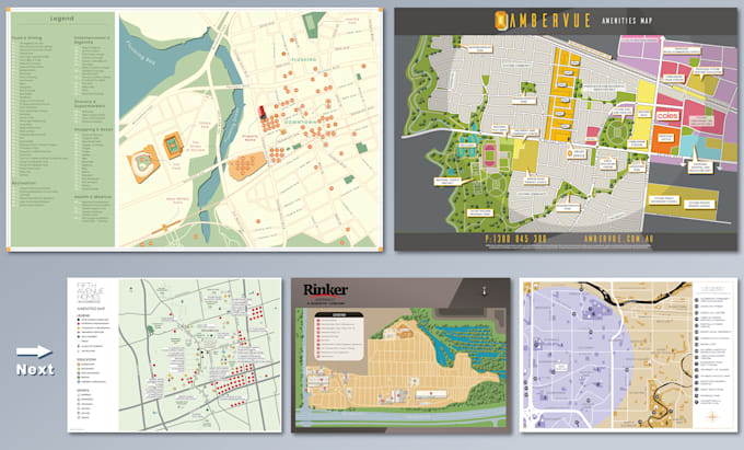 design a proximity and location amenities map illustration