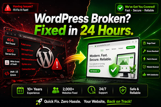 fix your wordpress errors and bugs within 24 hours