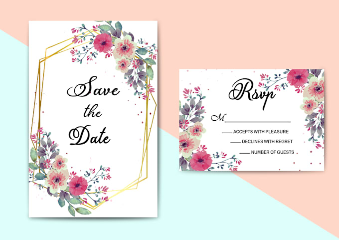 design event card, party invitation and birthday card