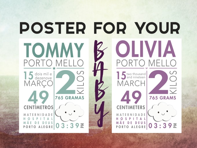 Design A Poster Of Your Babys Birth And Deliver In 24hrs By Melodyypond