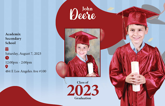 professional graduation invitation flyer, postcard design