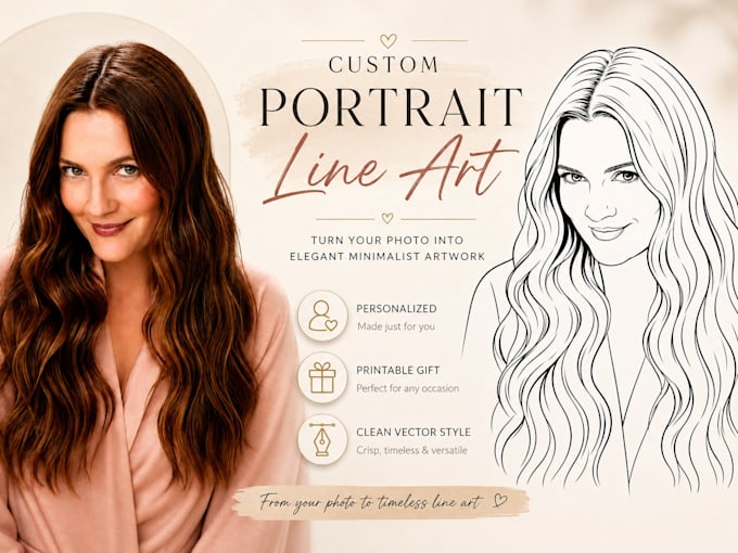 draw line art portrait from your photo into vector art