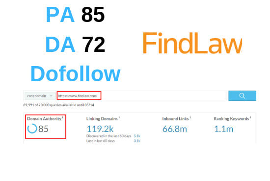 provide da85 legal and law niche backlink