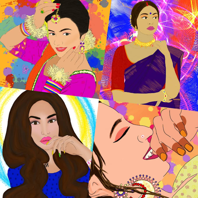 draw a digital portrait art from your photos