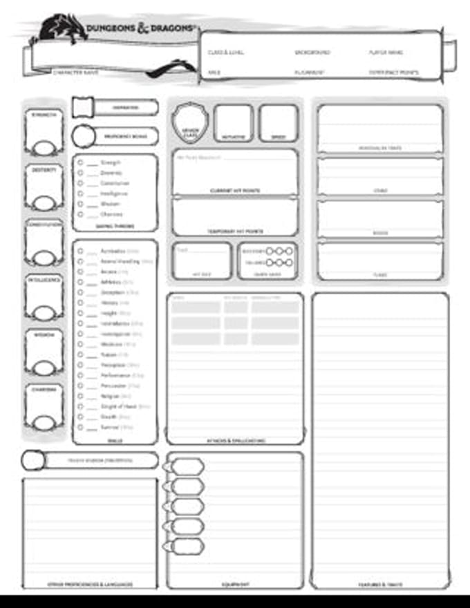 Dnd 5e Printable Character Sheet That Are Persnickety Dungeons 