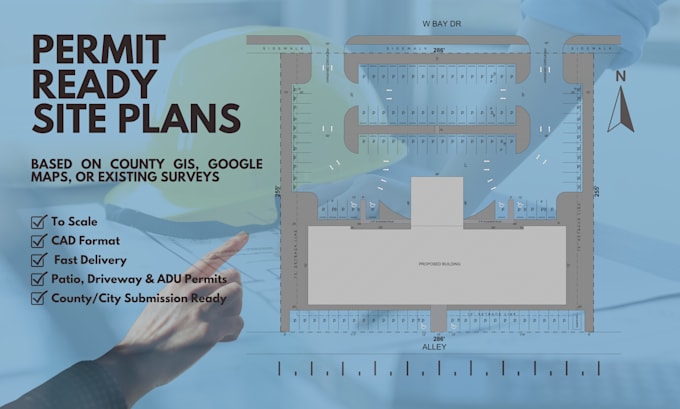 draw site plan or plat plan from google maps or county gis for permit