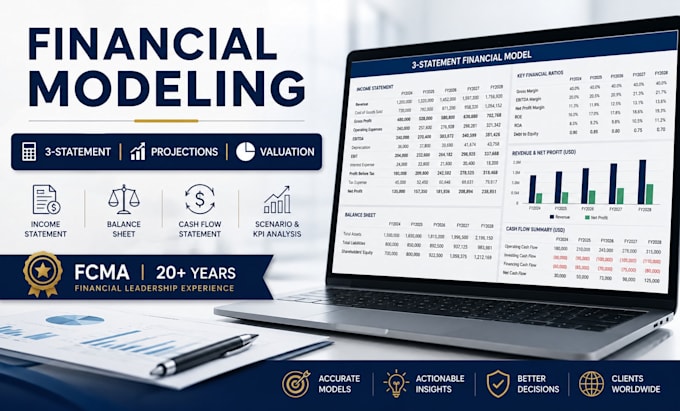 build 3 statement financial models, projections and valuation