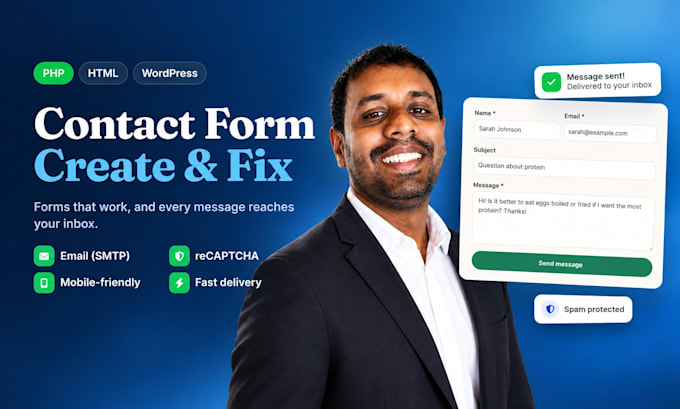create or fix your PHP contact form with email and recaptcha