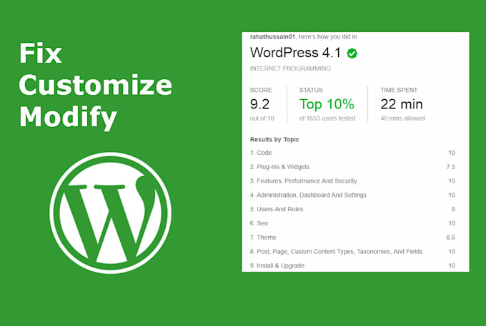 customize, fix or add functionality to wordpress website