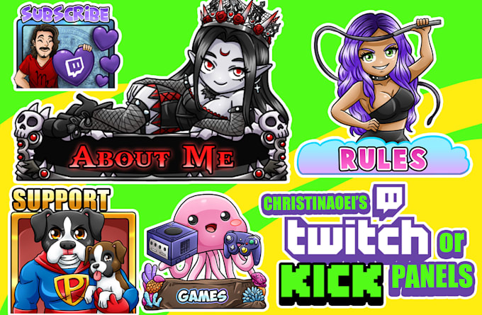 draw awesome custom panels for kick or twitch