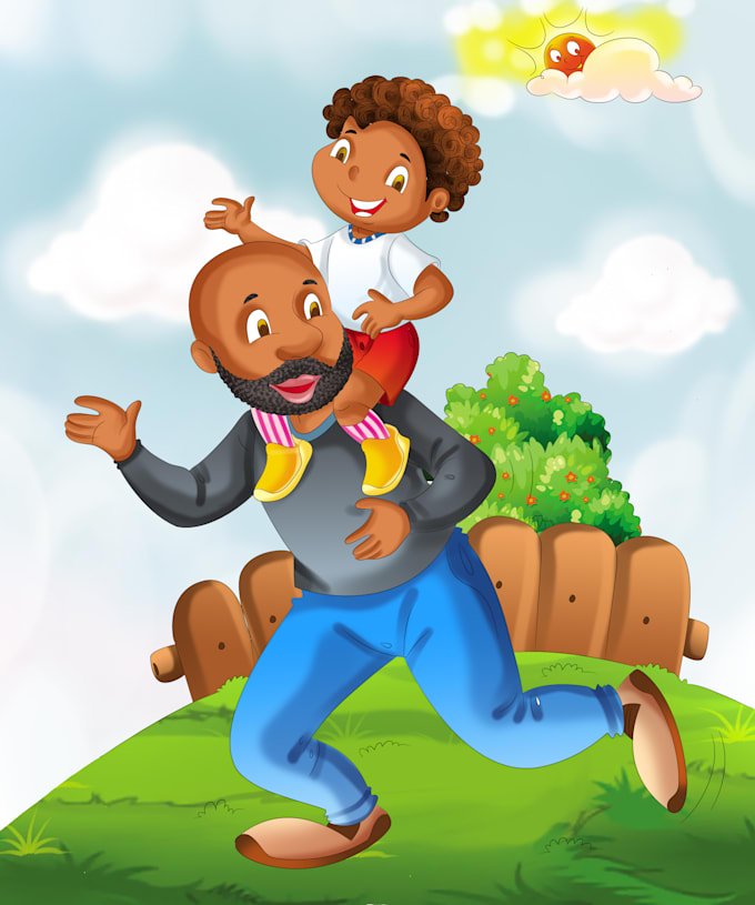 draw children book cute illustration, children book