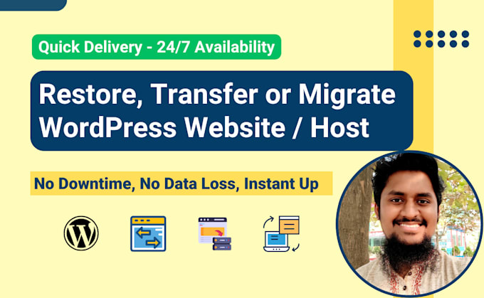 restore, transfer or migrate wordpress website to new hosting or domain