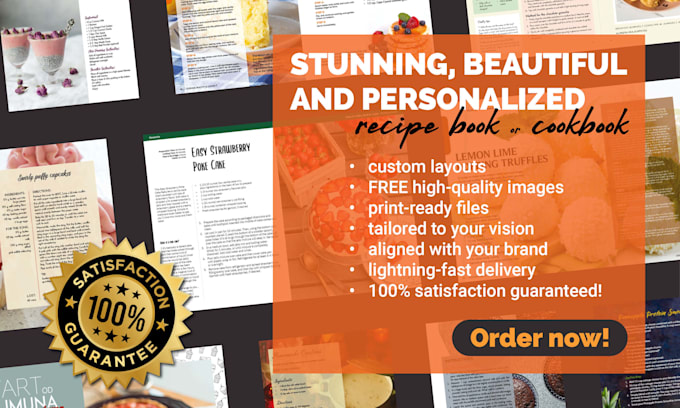 design a personalized cookbook or recipe book, for printing and as a perfect PDF