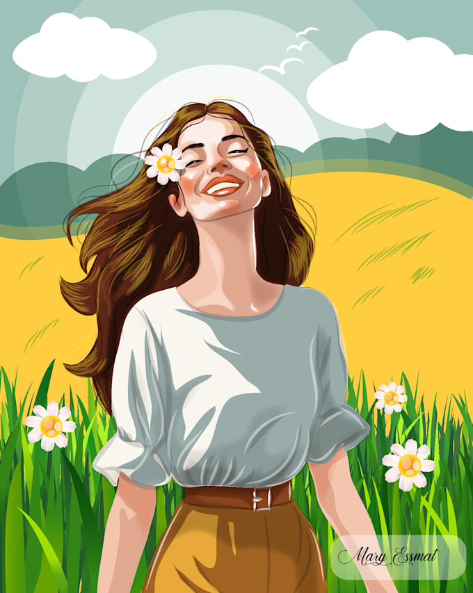 draw a pretty flat 2d vector illustrations