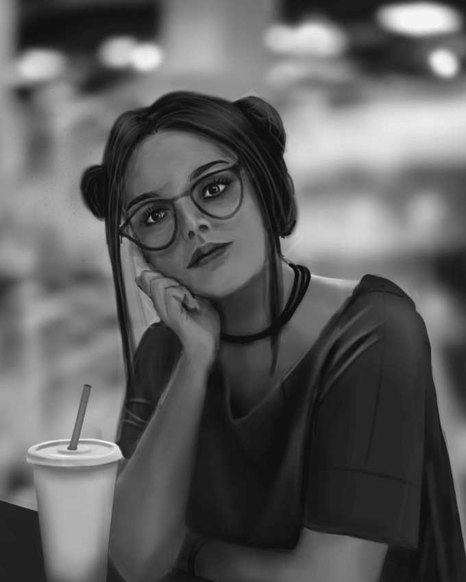 Do Digital Black And White Portrait Painting By Haripriyan333
