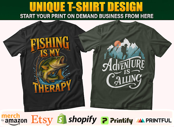 do custom merch tshirt design for print on demand store digital product etsy