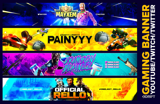 Create awesome gaming banners for youtube, twitch, twitter and facebook ...