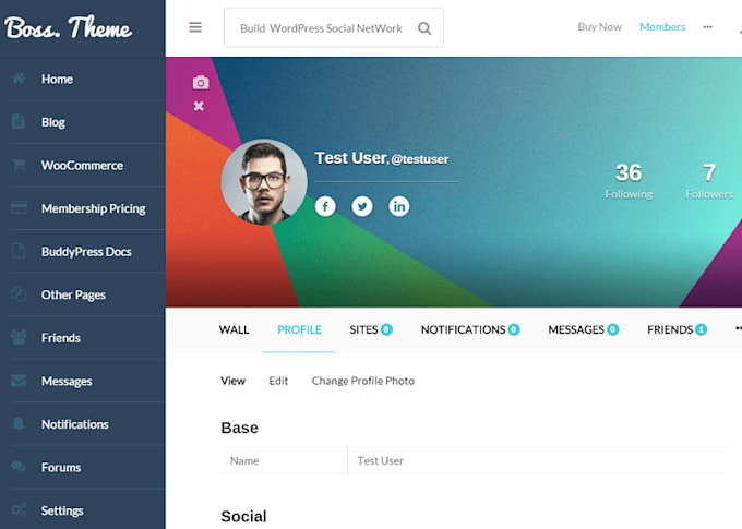 build a social network website with buddyboss or peepso