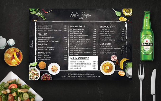 Do your cafe or bar and restaurant menu look modern in 24h by Dezign_studio  | Fiverr