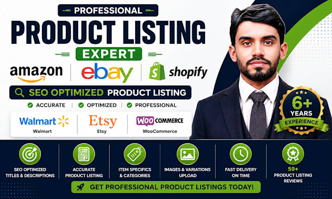 do amazon, ebay, shopify product listing with SEO