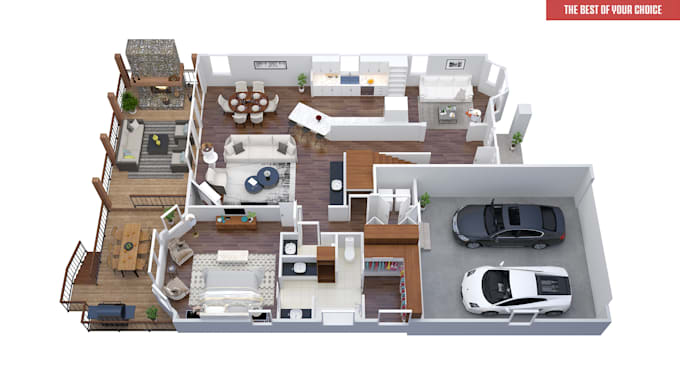 Creat and render your 3d floor plan by Nnnarchitect | Fiverr