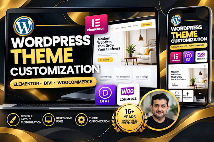 customize your wordpress theme, elementor or divi layout fast