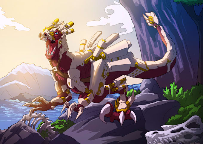 draw fantasy creature art in anime style