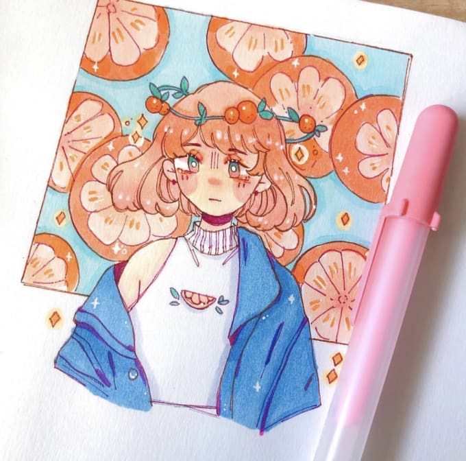 Draw you cute copic anime art by Tsunderesharks | Fiverr