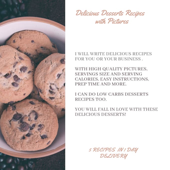 Write Delicious Desserts Recipes With Pictures By Sandrahdz