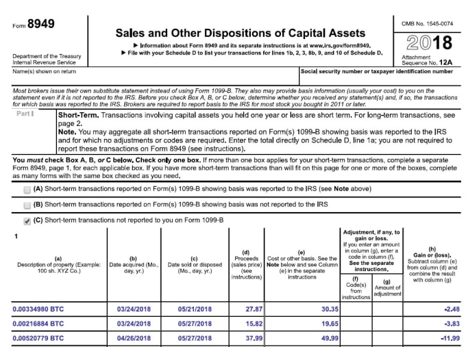 cryptocurrency taxes 8949