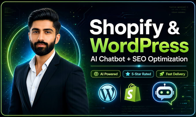 design a shopify store or wordpress website with ai chatbot and SEO