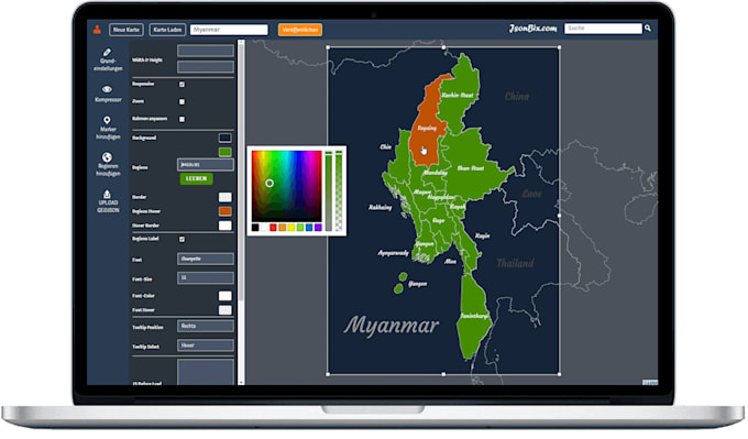 Create a interactive map with clickable sections for all cms and html ...